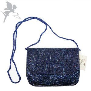 VINTAGE LA REGALE Navy Beaded Evening Bag